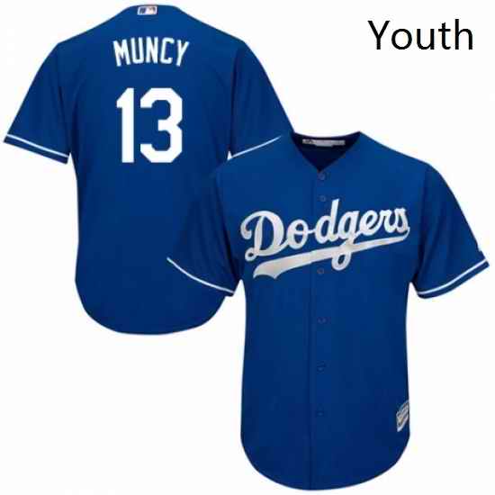 Youth Majestic Los Angeles Dodgers 13 Max Muncy Authentic Royal Blue Alternate Cool Base MLB Jersey